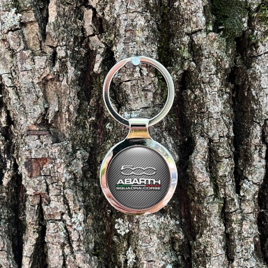 Fiat Abarth 500 Squadra Corse Keychain Metal Dark Carbon Italian Flag Edition