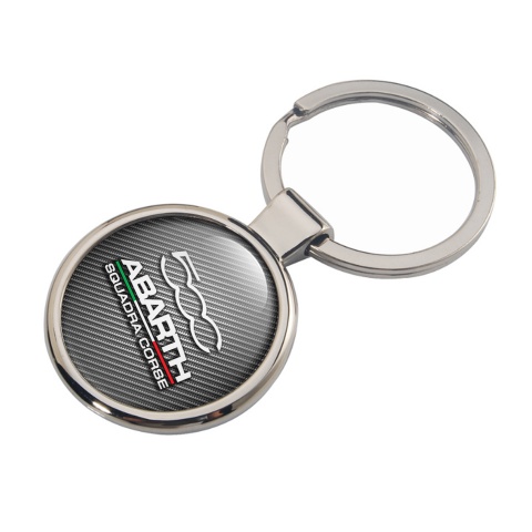 Fiat Abarth 500 Squadra Corse Keychain Metal Dark Carbon Italian Flag Edition