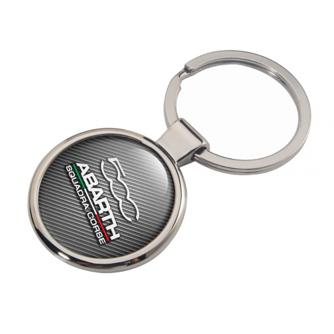 Fiat Abarth 500 Squadra Corse Keychain Metal Dark Carbon Italian Flag Edition