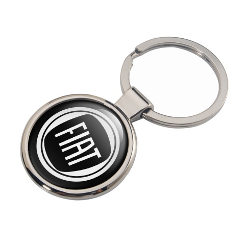 Fiat Metal Key Ring Black White Circle Logo Design