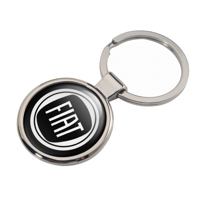 Fiat Metal Key Ring Black White Circle Logo Design