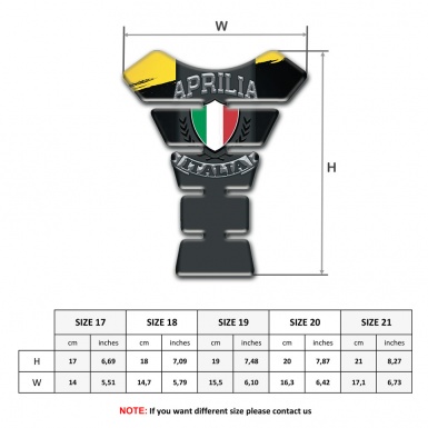 Aprilia Tank Pad Protector Black Yellow Print Italia Logo Design 