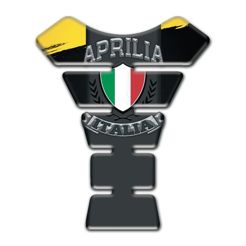 Aprilia Tank Pad Protector Black Yellow Print Italia Logo Design 