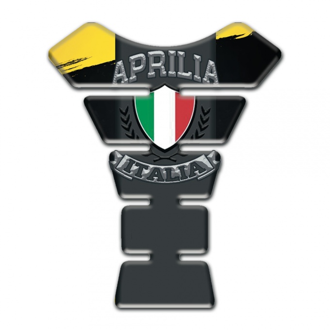 Aprilia Tank Pad Protector Black Yellow Print Italia Logo Design 