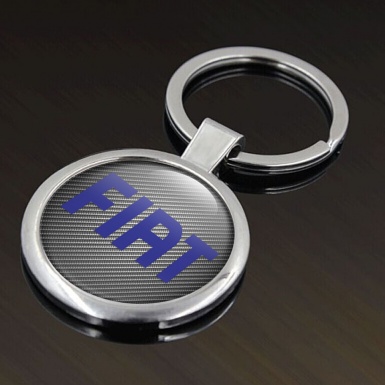 Fiat Key Fob Metal Dark Carbon Blue Logo Classic