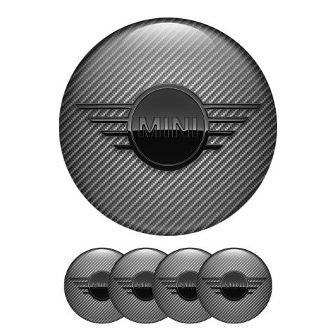 Mini Cooper Center Hub Dome Stickers Carbon 3D Logo