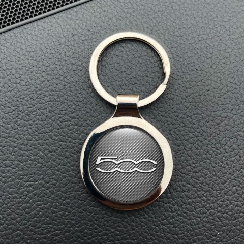 Fiat Abarth 500 Key Holder Metal Dark Carbon White Logo Design