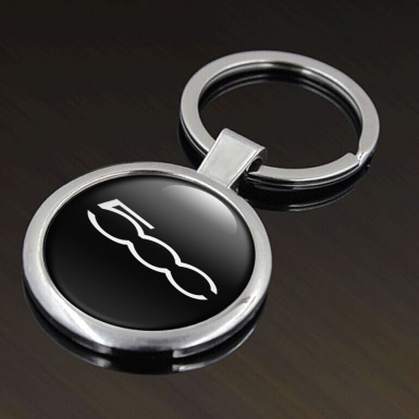 Fiat Abarth 500 Metal Fob Chain Black White Logo Model