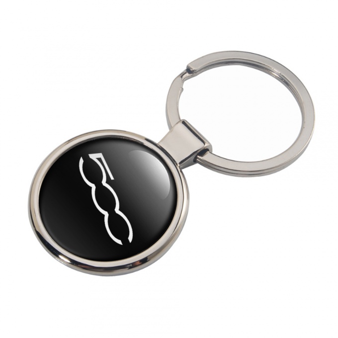Fiat Abarth 500 Metal Fob Chain Black White Logo Model