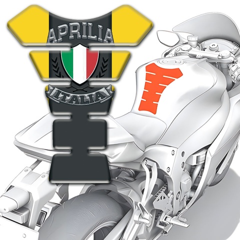 Aprilia Tank Pad Motorbike Yellow Base Italia Logo 