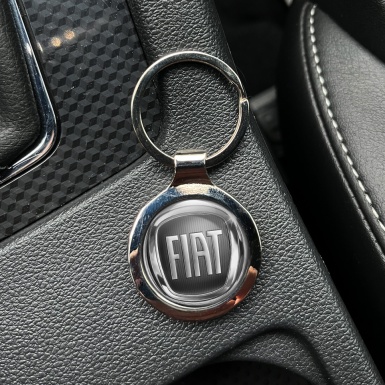 Fiat Key Holder Metal Silver Circle Graphite Mesh Design
