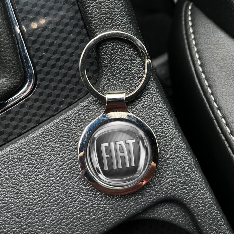 Fiat Key Holder Metal Silver Circle Graphite Mesh Design