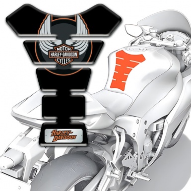 Harley Davidson Tank Protector Black Model Wings Logo Style 