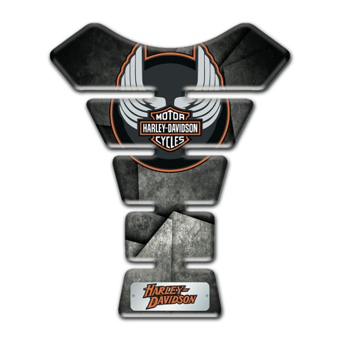Harley Davidson Tank Pad Protector Mixed Black Gray Base Wings Logo Style 