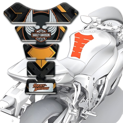 Harley Davidson Tank Protector Yellow Rhombus Base Wings Logo 