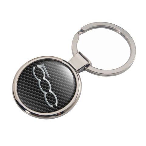 Fiat Abarth 500 Metal Fob Chain Dark Carbon Silver Logo Design