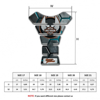 Harley Davidson Tank Protector Gray Figures with Turquoise Chanels Design