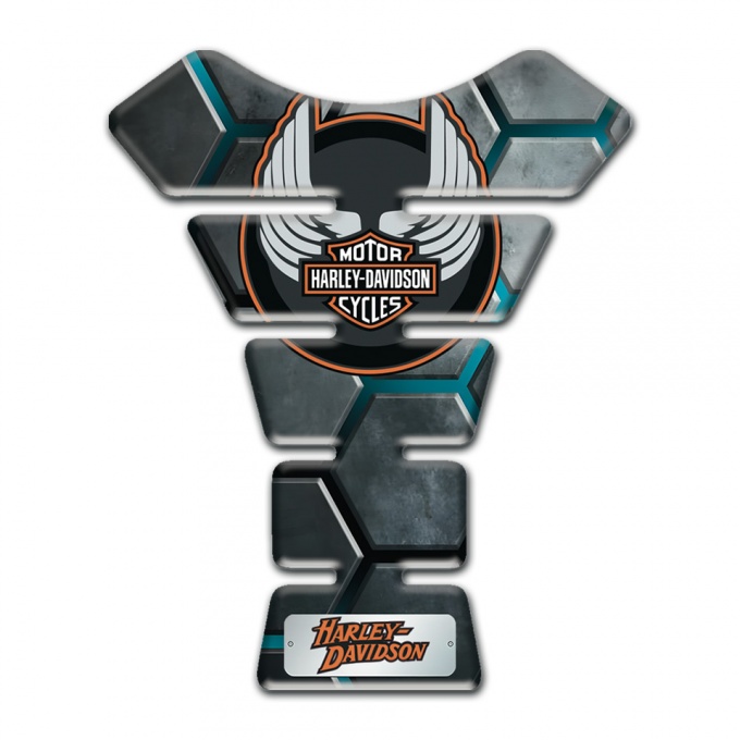 Harley Davidson Tank Protector Gray Figures with Turquoise Chanels Design