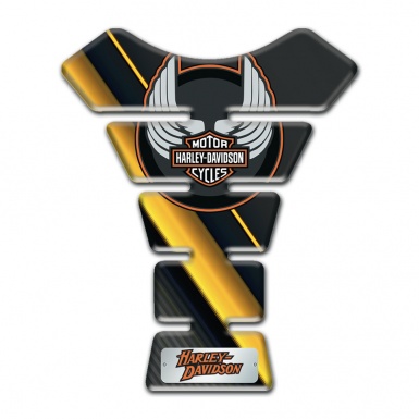 Harley Davidson Tank Guard Pads Diagonal Yellow Tapes Base Wings Logo 