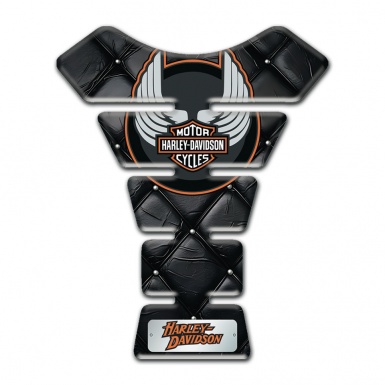 Harley Davidson Tank Pad Motorbike Black Leather Effect with Wings Logo 