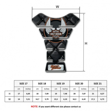 Harley Davidson Tank Pad Motorbike Black Leather Effect with Wings Logo 