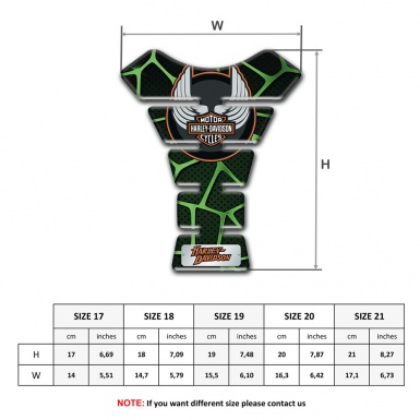 Harley Davidson Tank Pad Protector Black with Green patterns Model 