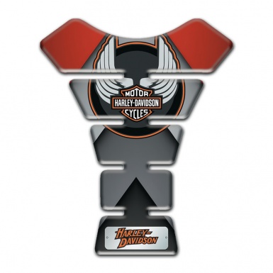 Harley Davidson Tank Pad Motorbike Gray Red Print Wings Logo 