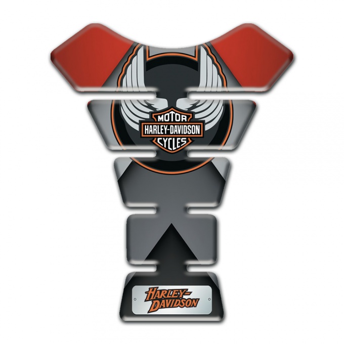 Harley Davidson Tank Pad Motorbike Gray Red Print Wings Logo 