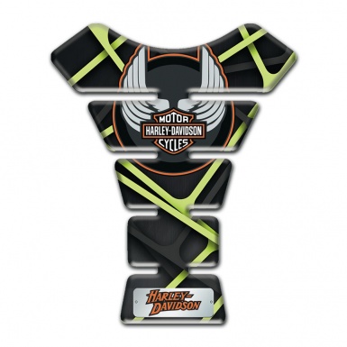 Harley Davidson Tank Guard Pads Green Lines base Wings Logo Style 