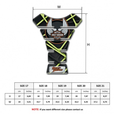 Harley Davidson Tank Guard Pads Green Lines base Wings Logo Style 