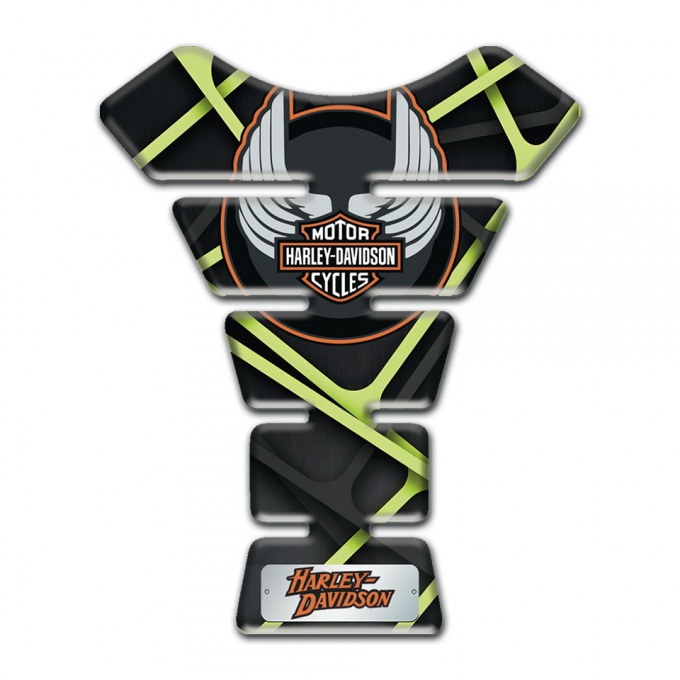 Harley Davidson Tank Guard Pads Green Lines base Wings Logo Style 