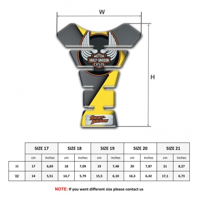 Harley Davidson Tank Pad Motorbike Yellow Gray Print Wings Logo Style 