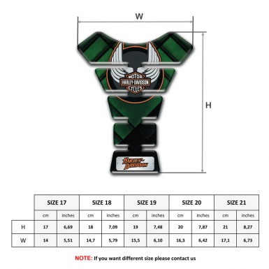 Harley Davidson Tank Protector Dark Green Decoration Wings logo 