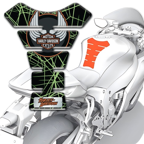 Harley Davidson Tank Pad Motorbike Green Spider Web Edition 
