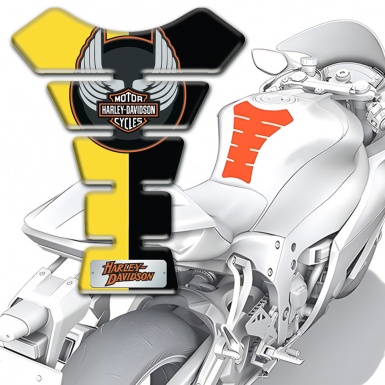 Harley Davidson Tank Guard Pads Yellow Black Halves Style 