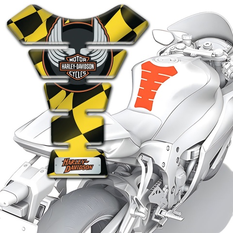 Harley Davidson Tank Protector Yellow Black Flag Effect 