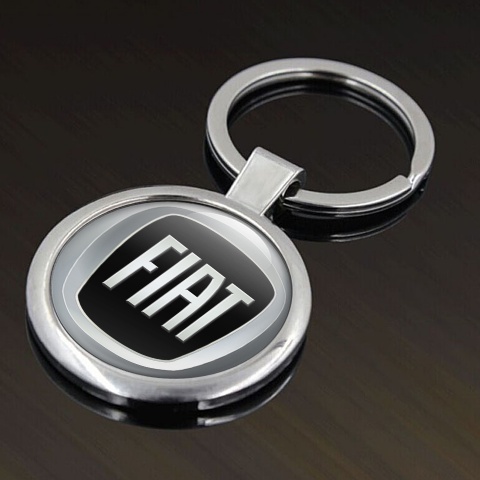 Fiat Metal Fob Chain Grey Circle Black Logo Edition