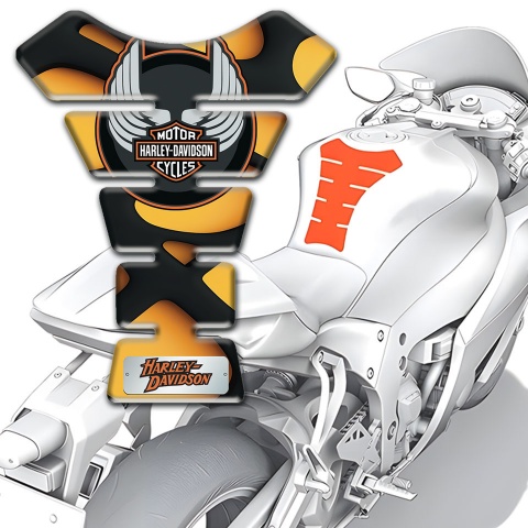 Harley Davidson Tank Pad Protector Yellow Black Design 