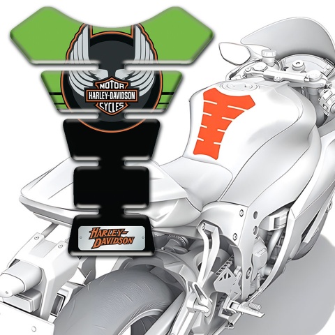 Harley Davidson Tank Pad Protector Green Black Print 