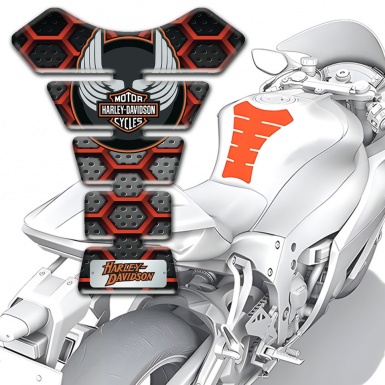 Harley Davidson Tank Guard Pads 3D Red Grid Edition 