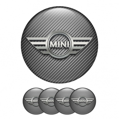 Mini Cooper Domed Stickers Wheel Center Cap Silver 3D Logo