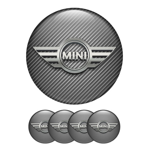 Mini Cooper Domed Stickers Wheel Center Cap Silver 3D Logo