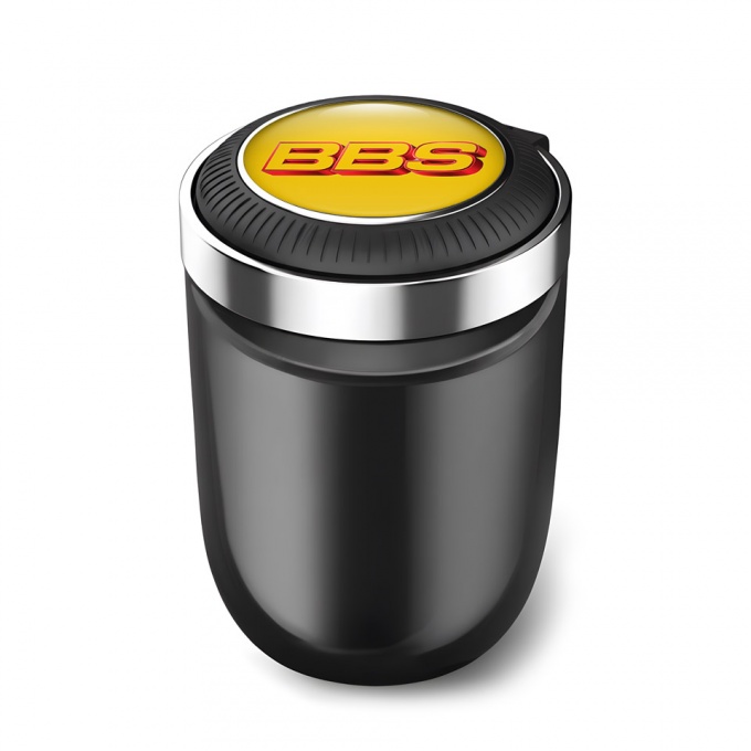 BBS Trash Can Ashtray Yellow Red Logo Style LED Light 