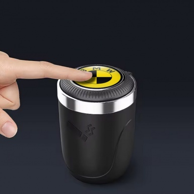 BMW Trash Can Ashtray Yellow Black Logo Design 