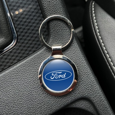 Ford Keychain Metal Blue White Classic Oval Logo Edition