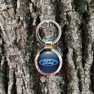 Ford Key Holder Metal Dark Navy Gradient Oval Blue Logo Design