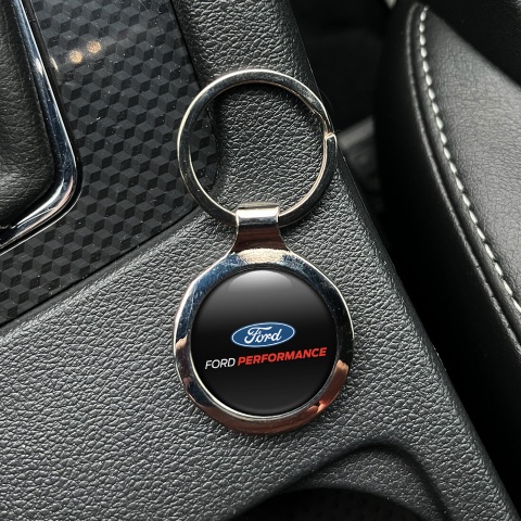 Ford Performance Metal Fob Chain Black Blue Logo Edition