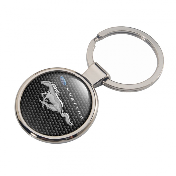 Ford Mustang Keychain Metal Dark Graphite Honeycomb Chrome Logo Design Keychains Accessories X Sticker