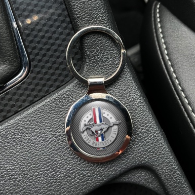 Ford Mustang Keychain Metal Light Carbon Ring Chrome Color Logo Design