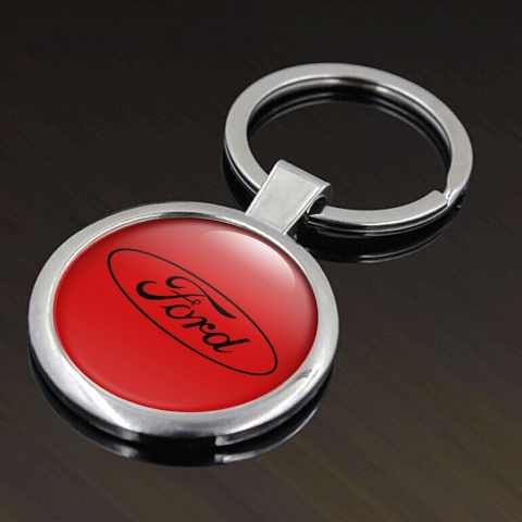 Ford Metal Key Ring Red Black Oval Logo Edition